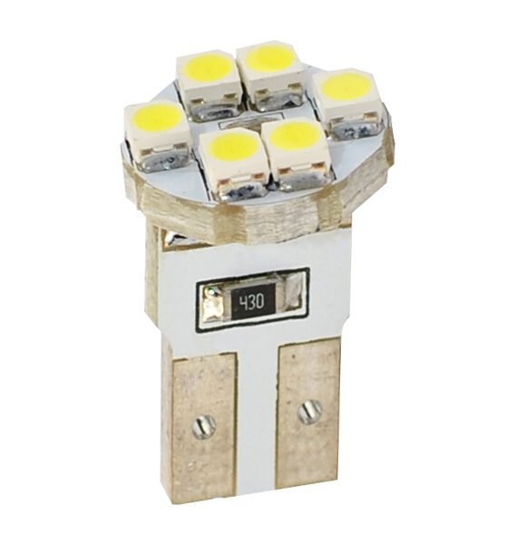 T10 W5W 12V W2,1x9,5d LED 6xSMD3528 ΛΕΥΚΟ (ΚΑΡΦΩΤΟ ΑΚΑΛΥΚΟ) BLISTER 2ΤΕΜ. M-TECH