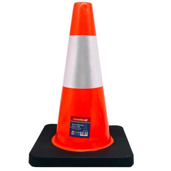 Κώνος σήμανσης μαύρη βάση 45cm Cresman pvc