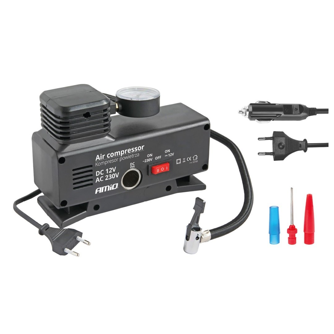 02188AM AMiO – Κομπρεσέρ αέρα ελαστικών 12V/220V 18bar 250psi, φουσκώστε τα λάστιχά σας με διπλή παροχή ρεύματος παντού και πάντα – 1 Τεμ. (02188/AM) - Image 1