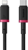 BASEUS DURA SERIES, ΚΑΛΩΔΙΟ ΓΡΗΓΟΡΗΣ ΦΟΡΤΙΣΗΣ, TYPE-C ΣΕ LIGHTNING, 20W, 2m, ΚΟΚΚΙΝΟ-ΜΑΥΡΟ - Image 2