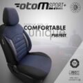 Καλύμματα Αυτοκινήτου Otom Sport Plus Design Universal Βαμβακερό Ύφασμα / Rachel / Δερματίνη Σετ Εμπρός / Πίσω 11 Τεμαχίων Μαύρο / Μπλε SPTPLS-104 - Image 5