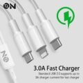 Καλώδιο Φόρτισης USB 3 Σε 1 Για Lightning Micro Type-c Λευκό 120cm ON Mobile Accessories 1 Τεμάχιο - Image 5