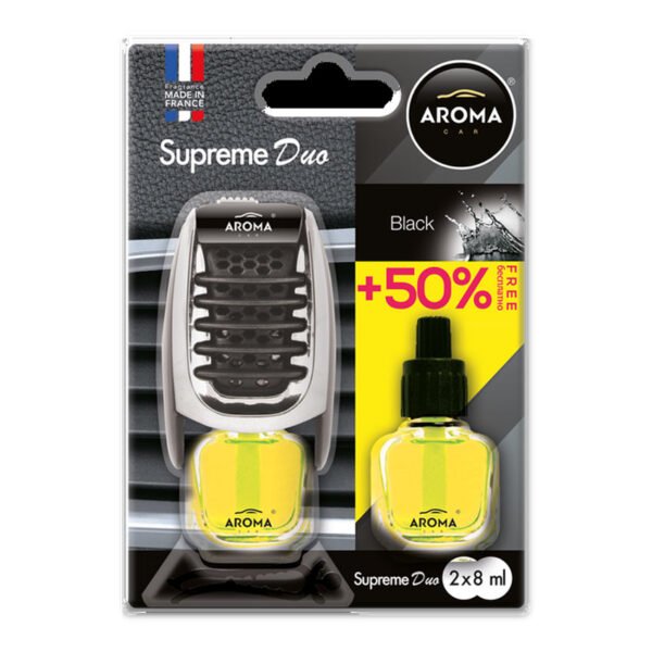 AMiO - Αρωματικό Αεραγωγού Αυτοκινήτου Aroma Supreme Duo Black Αεραγωγού με Ρύθμιση Έντασης (+50% Περιεχόμενο) - 1 Τεμ. (A92259/AM)
