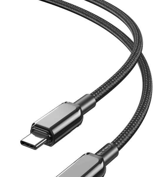 XO NB-Q250B PD 60W TYPE-C ΣΕ TYPE-C PVC SHINY COLORFUL FAST CHARGING CABLE ΜΑΥΡΟ