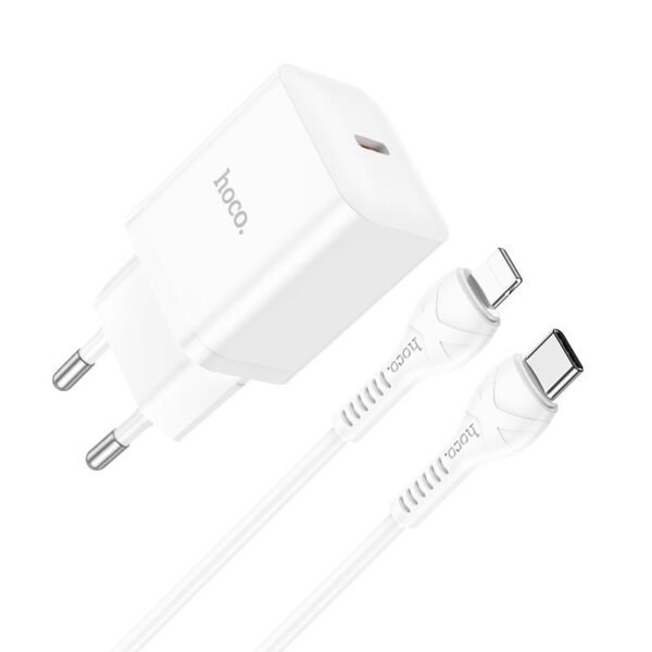 HOCO N27 ΦΟΡΤΙΣΤΗΣ INNOVATIVE ΜΕ ΚΑΛΩΔΙΟ LIGHTNING, PD20W, 1 ΘΥΡΑ, ΛΕΥΚΟ.