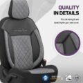Καλύμματα Αυτοκινήτου Otom Comfortline VIP Design Universal Sued / Rachel / Δερματίνη Καπιτονέ Σετ Εμπρός / Πίσω 11 Τεμαχίων Μαύρο - Γκρι CMV-233 - Image 6