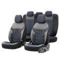 Καλύμματα Αυτοκινήτου Otom Reflective Design Universal Jacquard / Rachel / Δερματίνη Σετ Εμπρός / Πίσω 11 Τεμαχίων Μαύρο Με Μπλε Ραφή RFL-2604