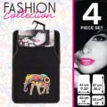Πατάκια Αυτοκινήτου Universal Μοκέτα "Girly Fashion Collection" Car+ Μαύρη Με Ροζ Ρέλι Και Ελέφαντα 4 Pieces - Image 3