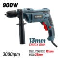BORMANN BID6300 Δράπανο Κρουστικό 900W,0-3000rpm,Τσοκ Αυτόματο 13mm,Οδηγός Βάθους