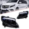 Μπροστινά Φανάρια Set Για Mercedes-Benz Vito W447 14-24 W448 2025 Look DRL Led Tube Μαύρα Carner - Image 2
